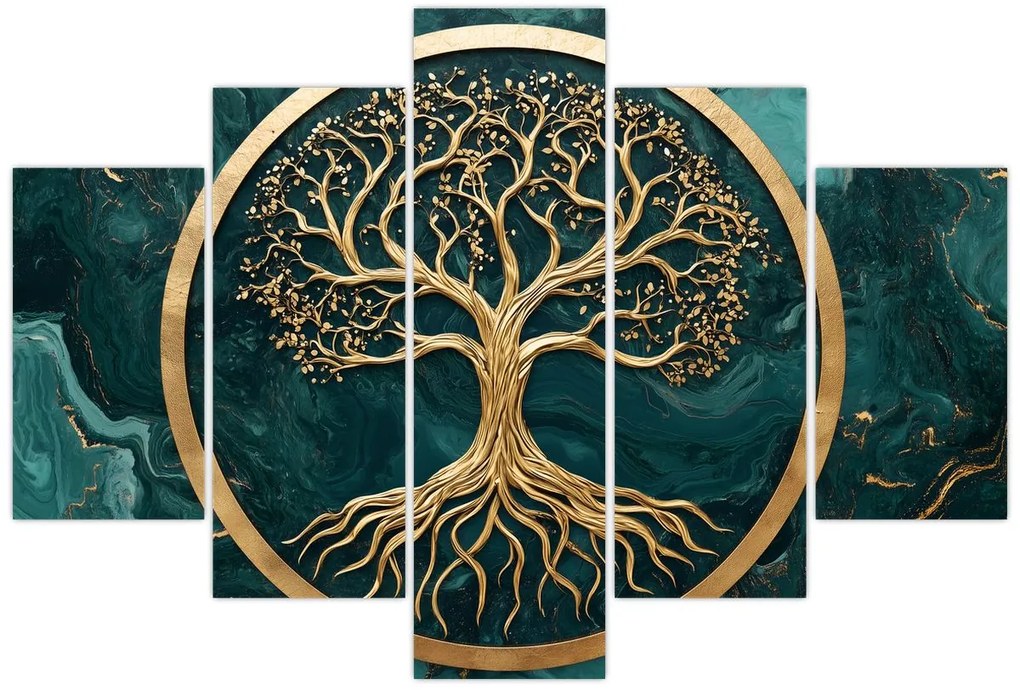 Obraz – Zlatý strom života v mramore (150x105 cm)