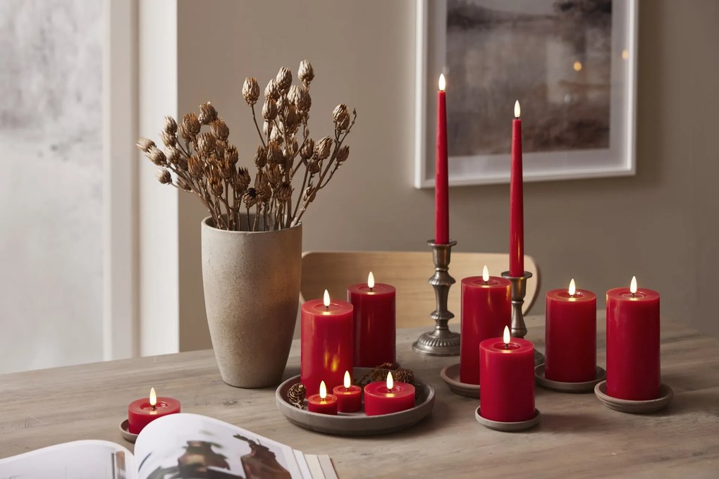 STAR TRADING Čajová LED svíčka Flamme Flow Red 4 cm – set 2 ks