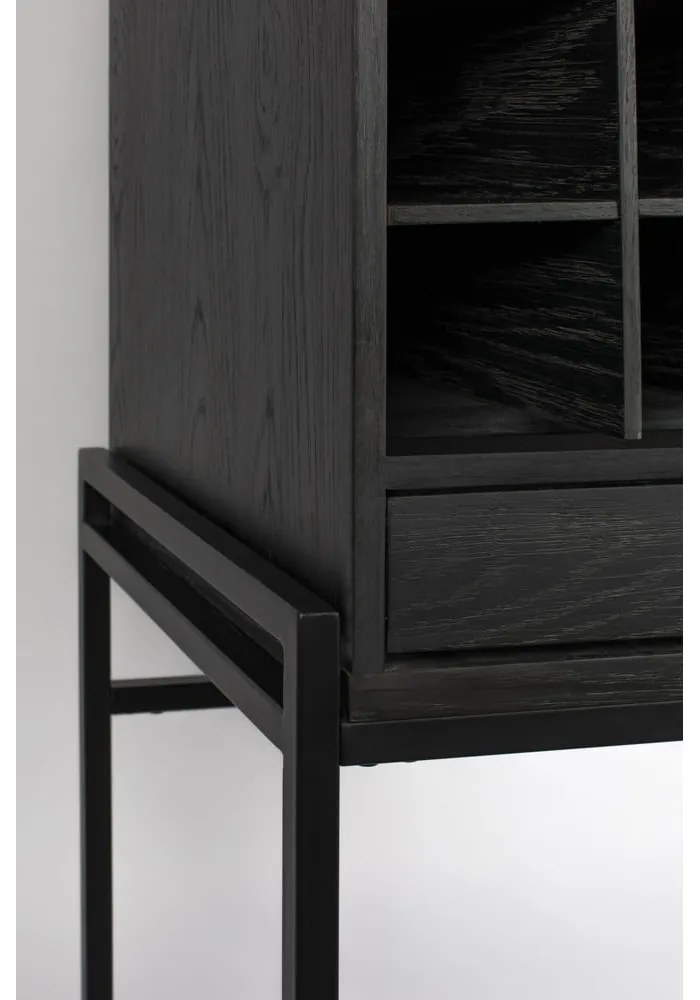 Čierna vinotéka z dubového dreva pre 20 fliaš, 89x181 cm Travis – Zuiver