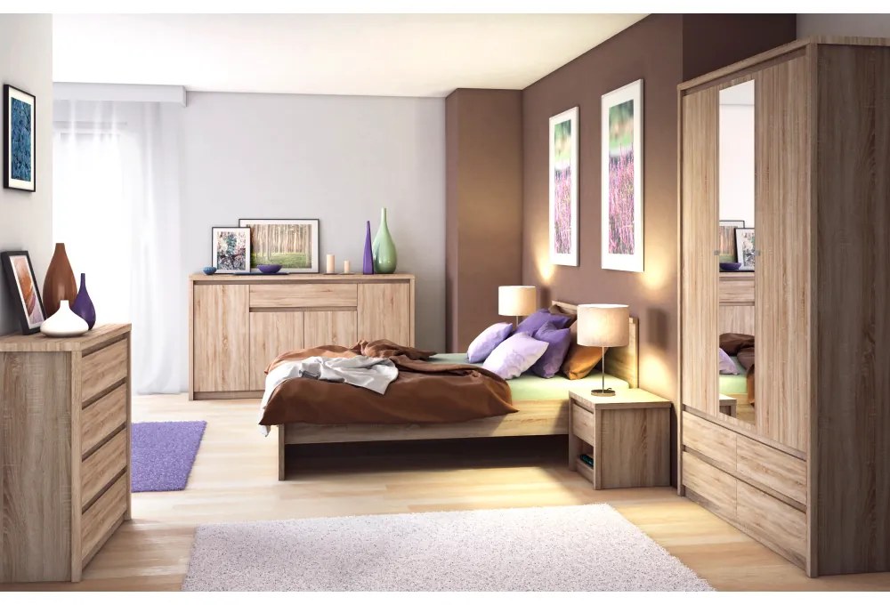 Tempo Kondela Skriňa so zrkadlom 3D4S, Dub sonoma, NORTY TYP 1