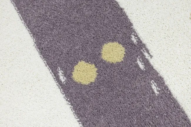 Koberec LIMA M044A krémový / fialový / zlatý polkruh