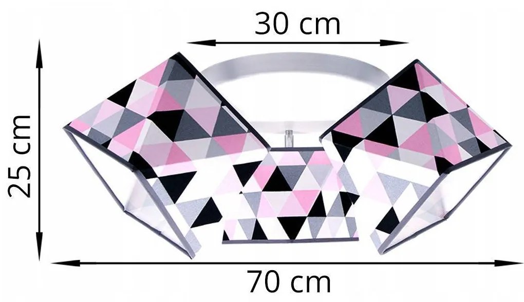 Stropné svietidlo GARO, 3x textilné tienidlo so vzorom (mix 3 farieb), (výber z 3 farieb konštrukcie - možnosť polohovania), O