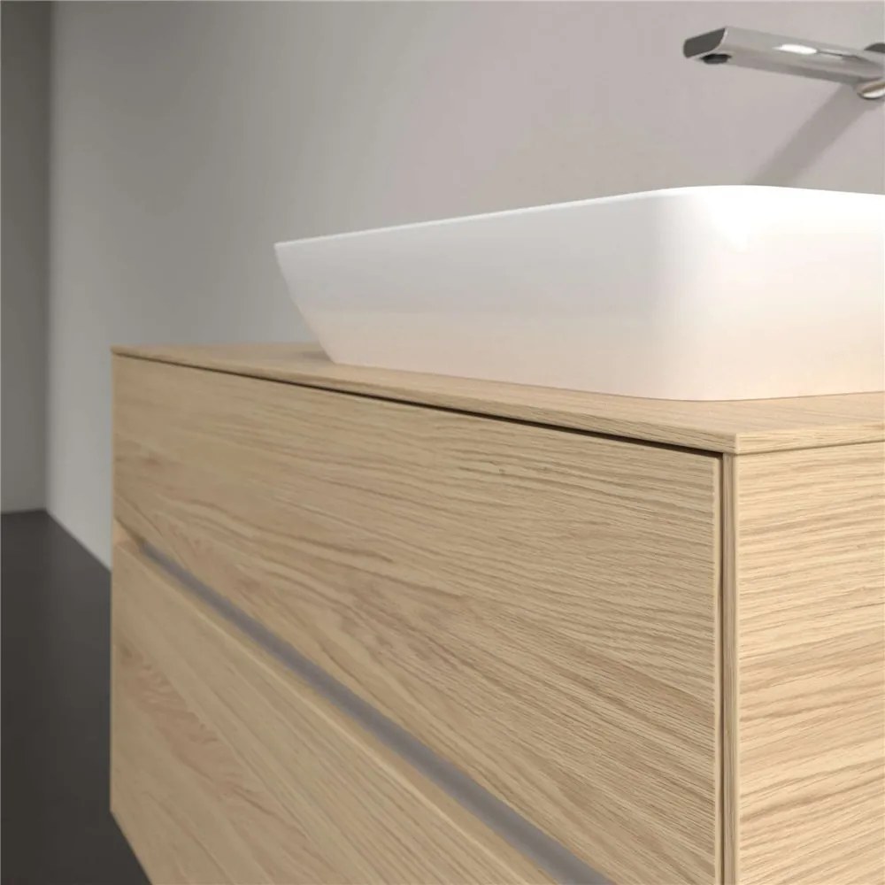 VILLEROY &amp; BOCH Collaro závesná skrinka pod umývadlo na dosku (umývadlo vpravo), 2 zásuvky, s LED osvetlením, 1000 x 500 x 548 mm, Nordic Oak, C111B0VJ