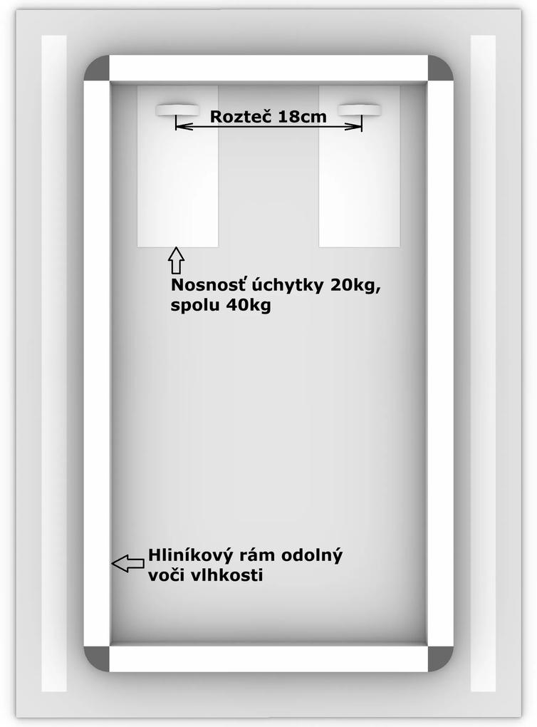 LED zrkadlo Longitudine 70x100cm neutrálna biela - diaľkový ovládač Farba diaľkového ovládača: Biela