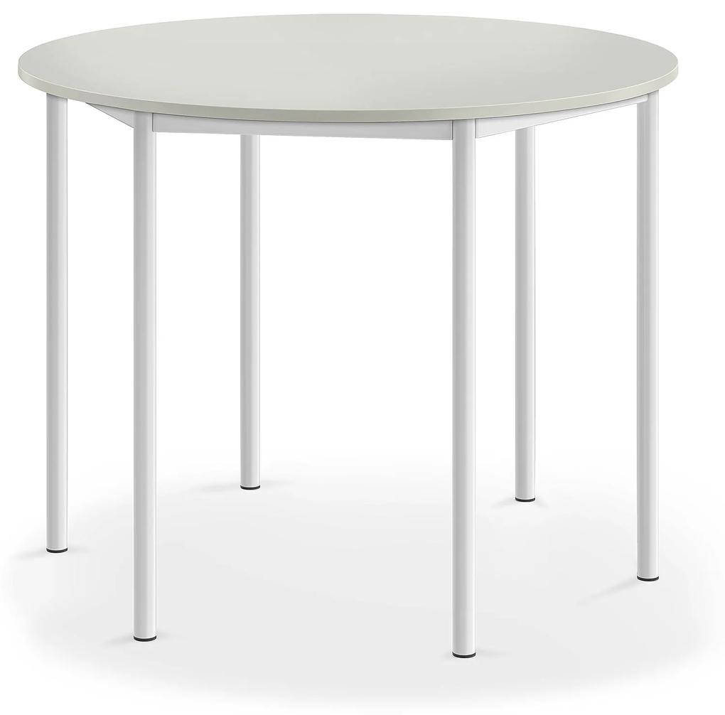 Stôl SONITUS, kruh, Ø1200x900 mm, HPL - šedá, biela
