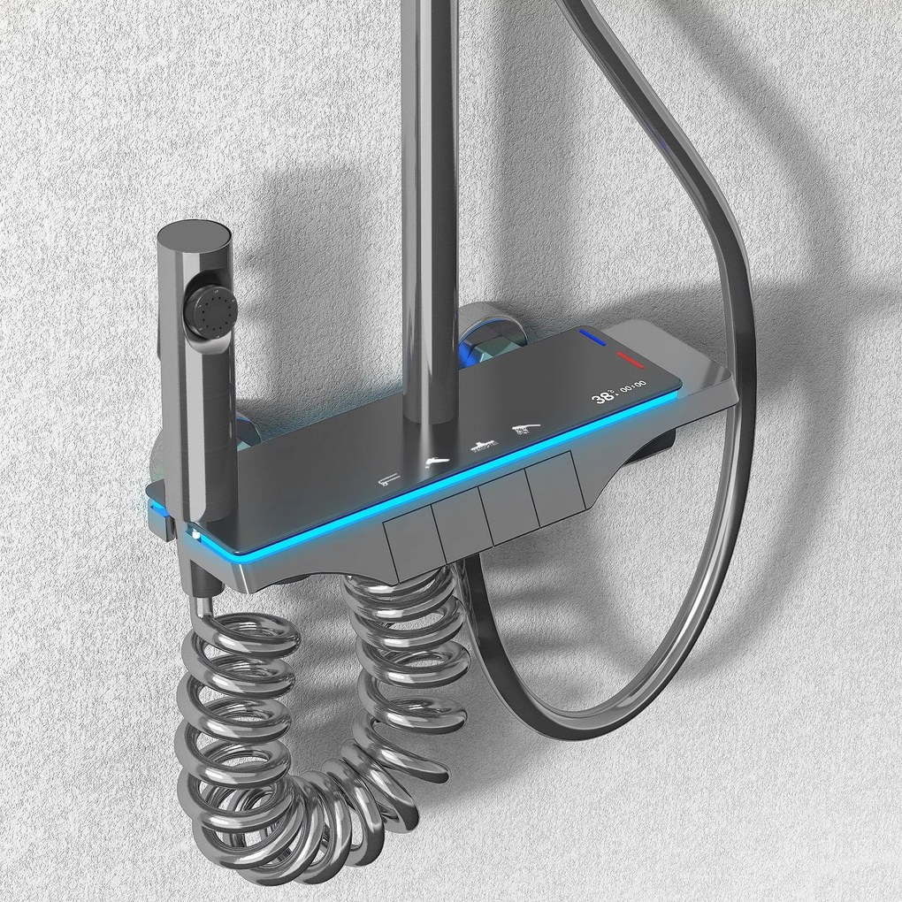 Rea Savio, nástenný sprchový set s ručnou spŕškou, grafitová matná, REA-P8412