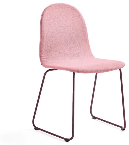 Stolička GANDER, podnož s klzákmi, čalúnená, červená