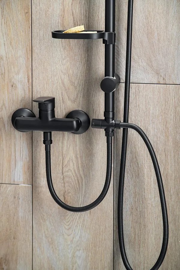 Aqualine KERA sprchový stĺp s napojením na batériu, čierna mat SL435