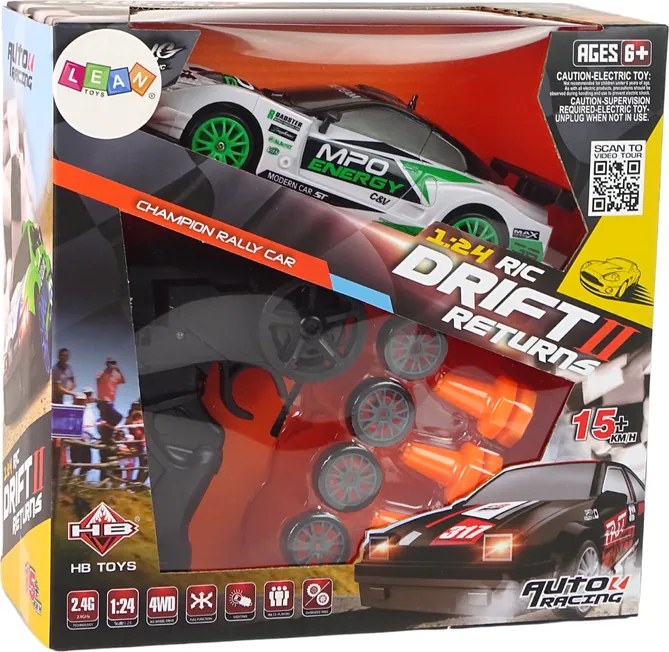 LEAN Toys Športové driftové auto na diaľkové ovládanie R/C, rýchlosť 15 km/h, výmena kolies