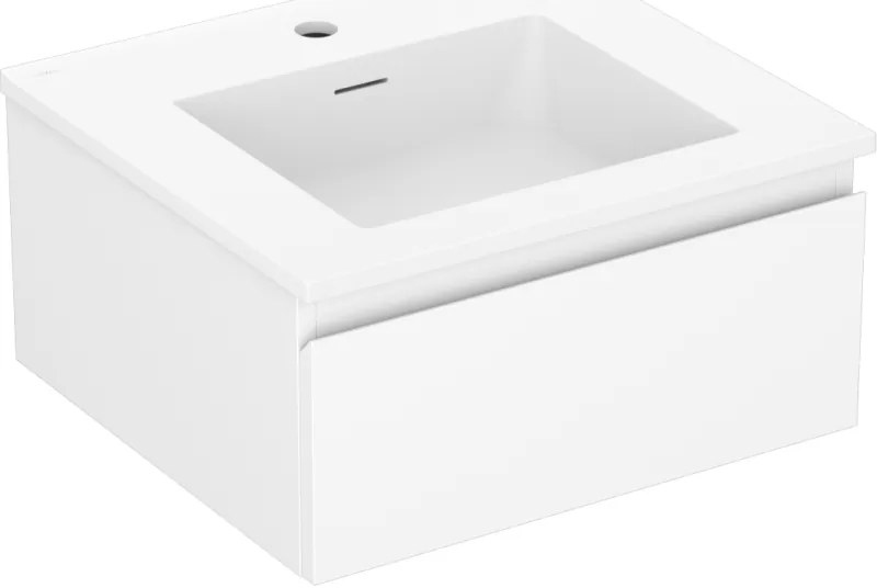 Mexen Orio, kúpeľňová skrinka 50 cm s umývadlom Otis, 1 zásuvka, biela matná, 91A10-05023-1-BF01-W18M01