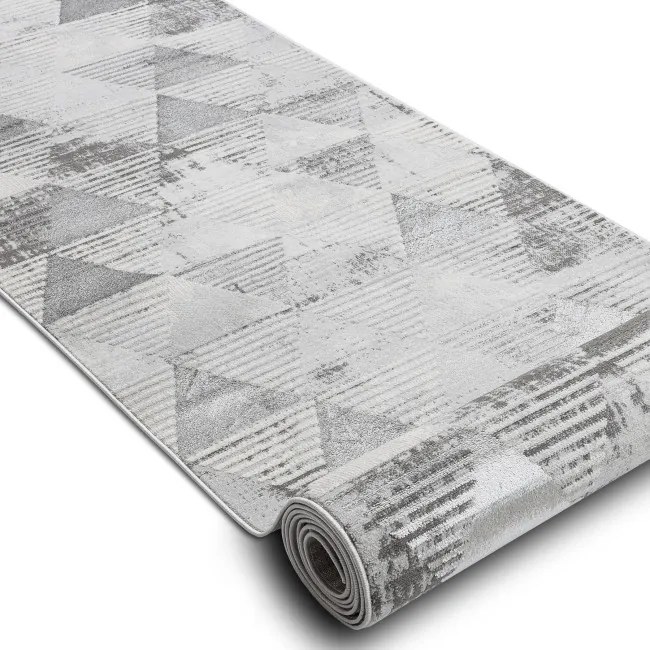 Behúň LIRA E1627 Trojuholníky geometrický, štrukturálny, glamour - sivý