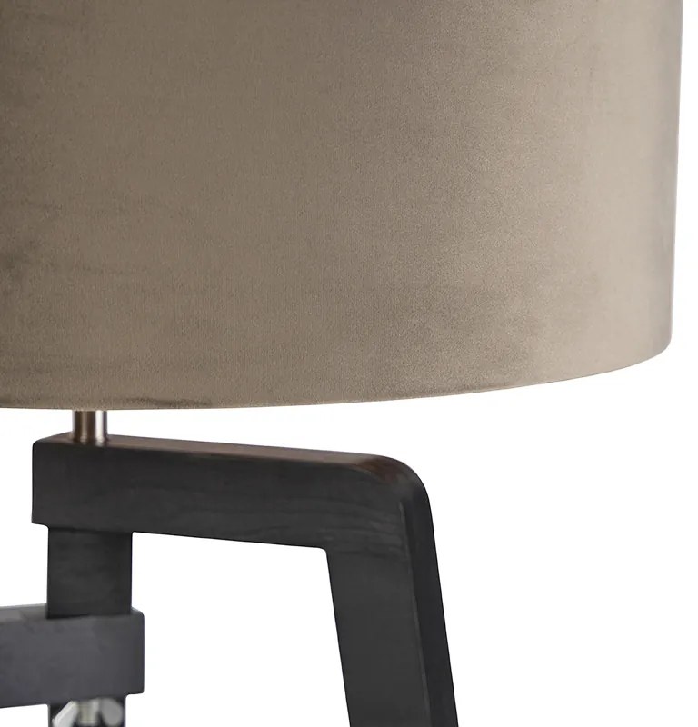 Stojaca lampa trojnožka čierna s hnedým tienidlom a zlatom 50 cm - Puros