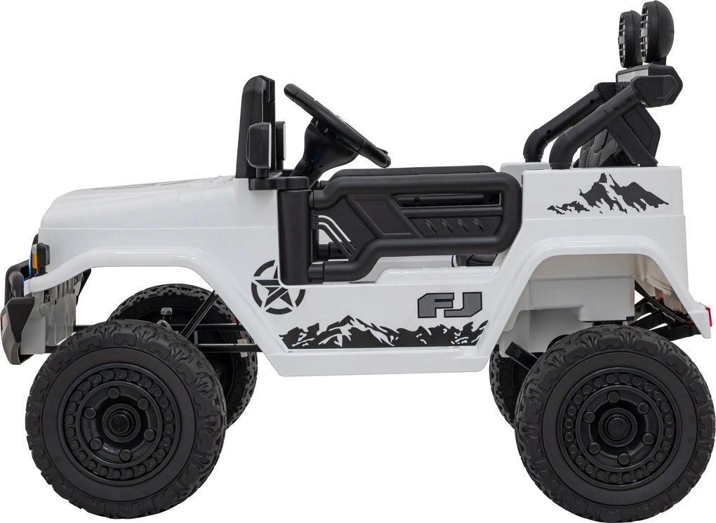 Ramiz Toyota FJ Cruiser pre deti biela + diaľkové ovládanie + pohon 4x4 + LED audio + EVA + pomalý štart