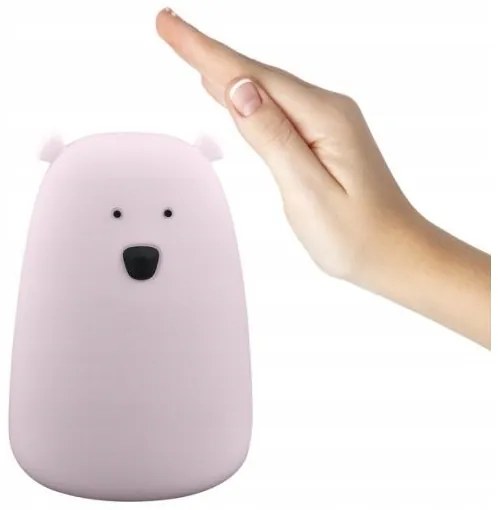 LED RGB Detská dotyková lampička BEAR LED/0,8W/5V ružová + USB