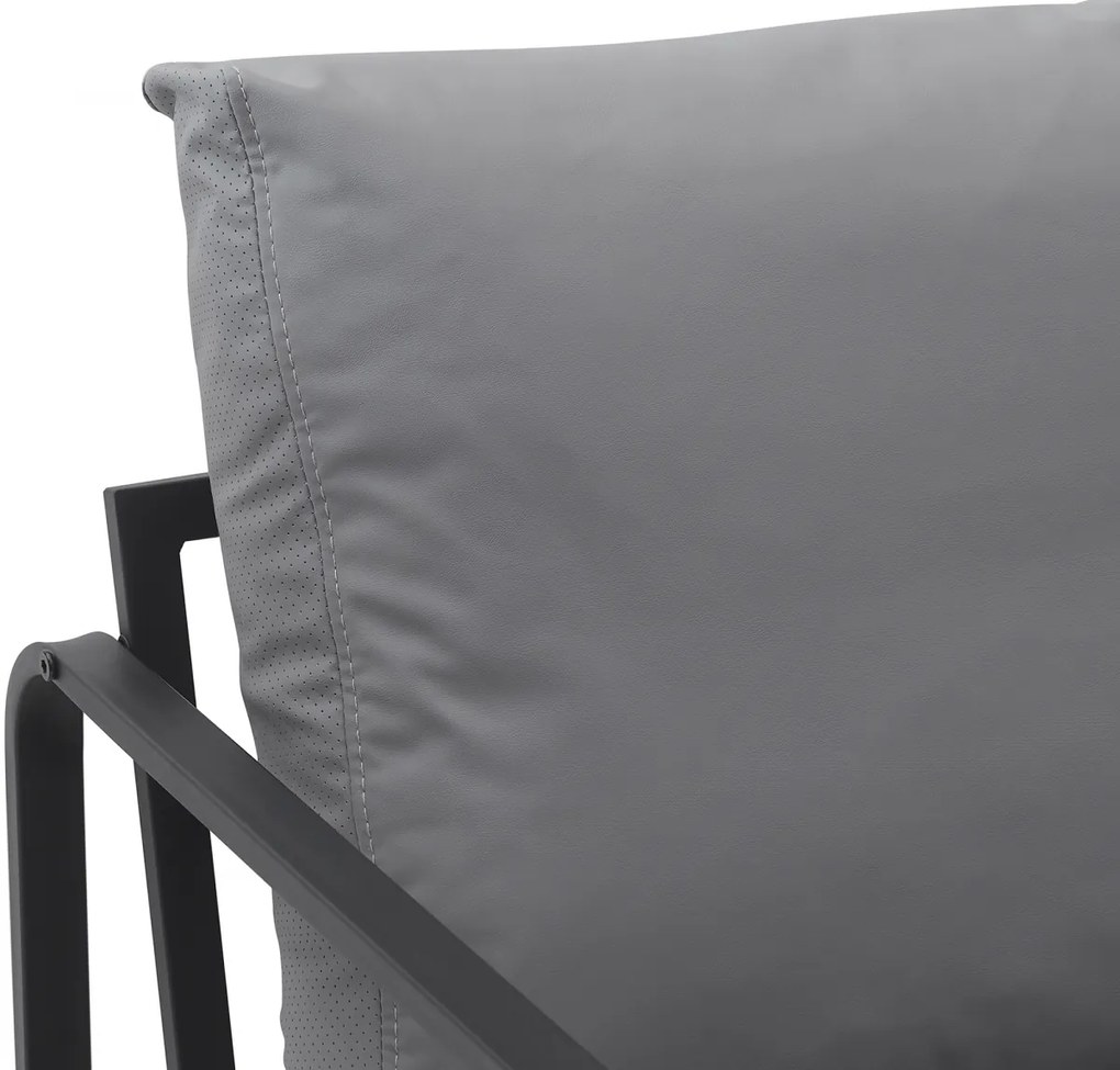 Design-Shop Kreslo Manea - koženka / kov - Sivá