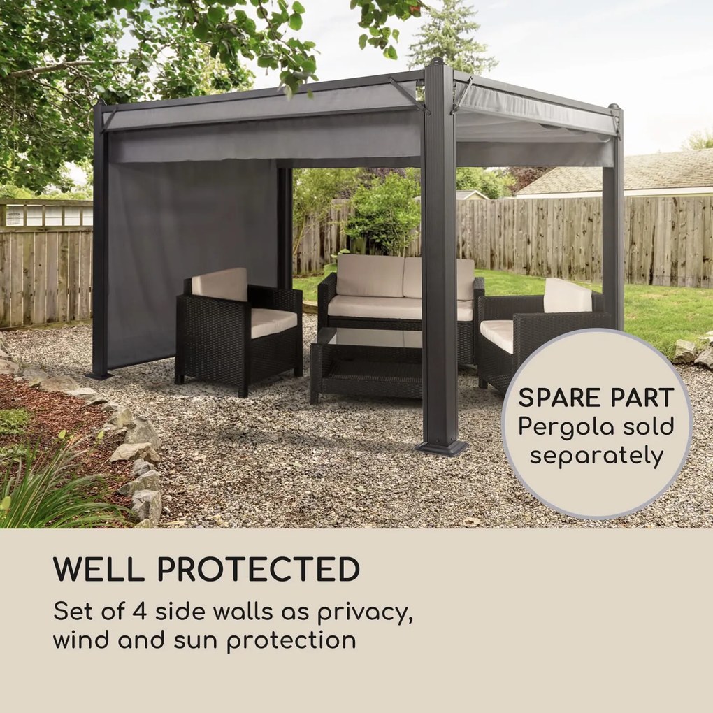 Pantheon Cortina Pergola, súprava náhradných bočných stien: 4 steny, 200 g/m², polyesterová tkanina, 3 x 3 m