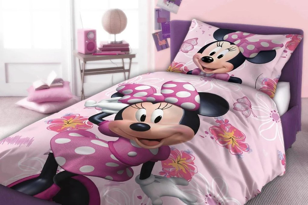 Detské bavlnené obliečky Fisa Minnie Mouse 160x200 cm + 70x80 cm ružové