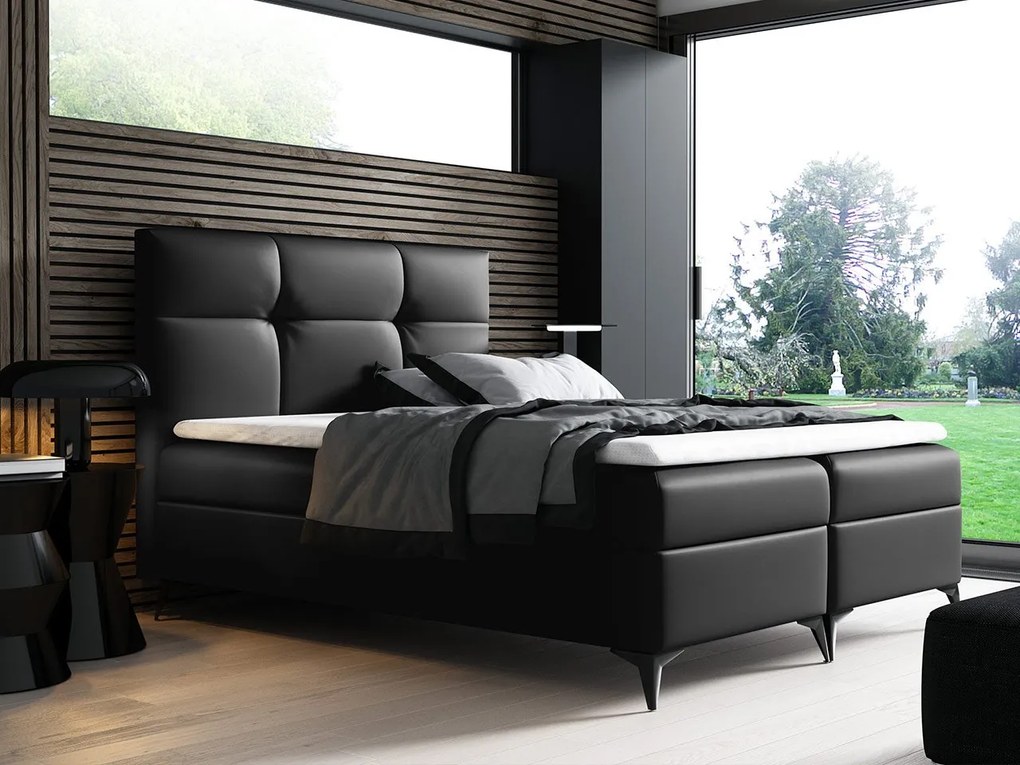 Kontinentálna posteľ Durian, Rozmer postele: 160x200, Dostupné poťahy: ekokoža Soft 011 (čierna)
