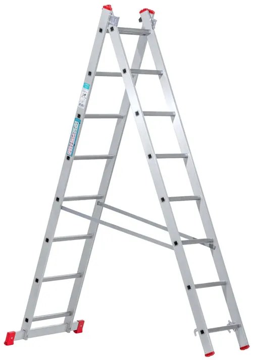 Hliníkový dvojdielny výsuvný rebrík VENBOS HOBBY, 2x8 priečok, 3,38 m