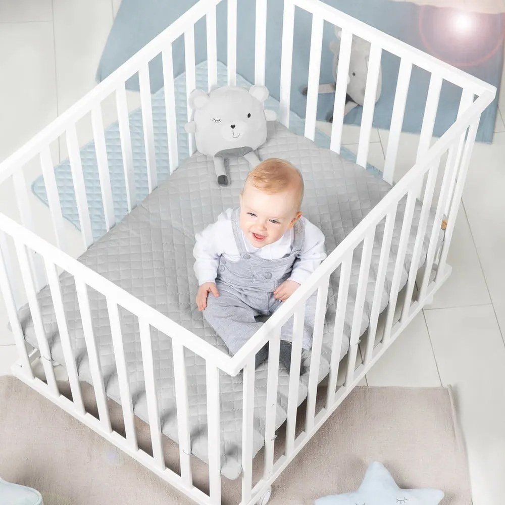 Biela detská ohrádka na kolieskach 100x75 cm Style – Roba