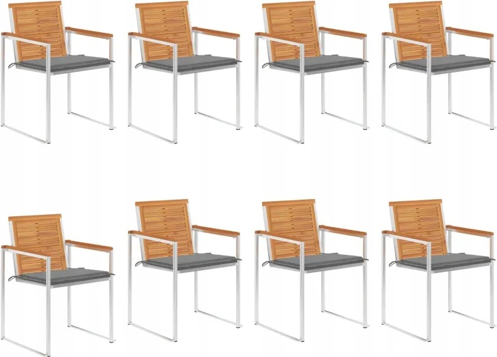 vidaXL Záhradné stoličky 8 ks s podložkami akáciový masív