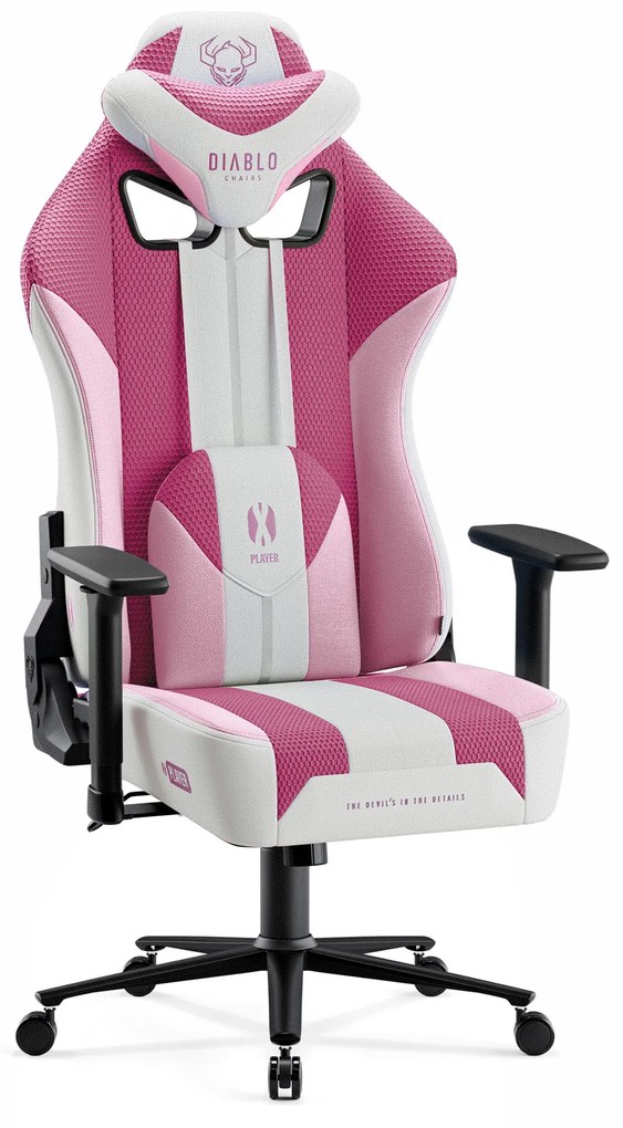 Látkové herné kreslo Diablo X-Player 2.0 Normal Size, Marshmallow Pink/ ružové