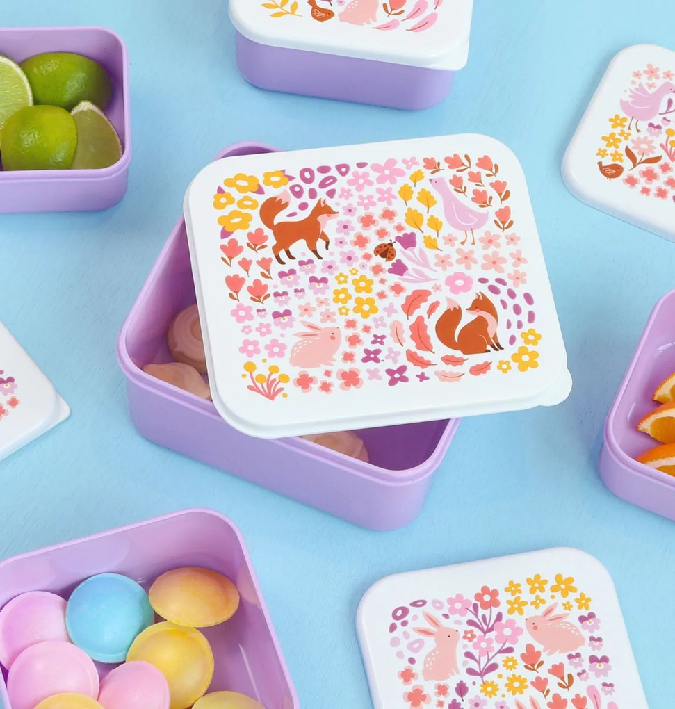 A Little Lovely Company - súprava štyroch desiatových škatuliek - kvetinová záhrada