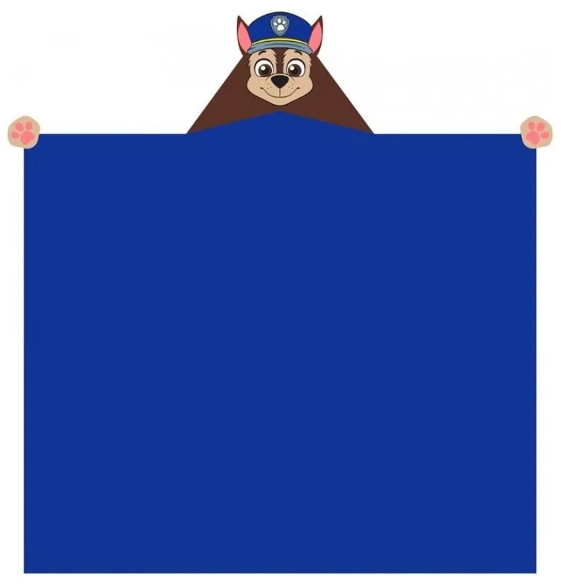 Detská / chlapčenská deka s kapucňou Tlapková patrola - Paw Patrol - motív Chase - Coral fleece 230 g/m² - 110 x 140 cm