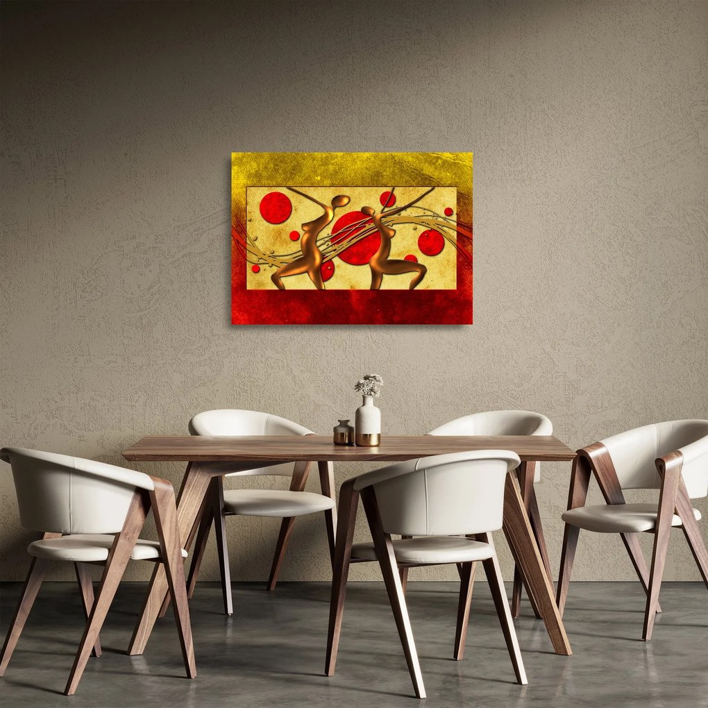 Abstraktný sklenený obraz s dvoma ženami (70x50 cm)