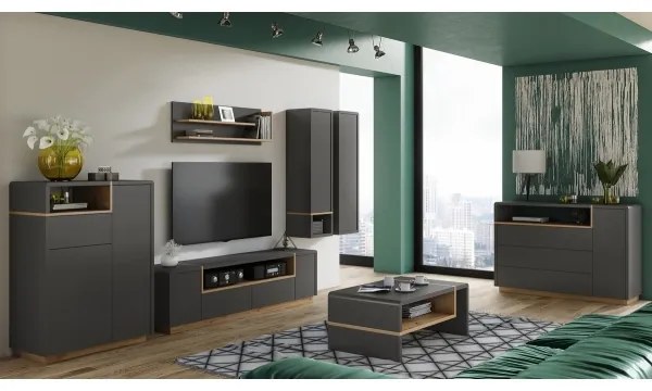 Televízny stolík FRED antracit/dub artisan