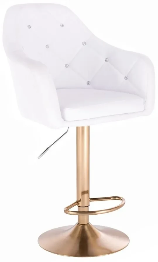 LuxuryForm DESIGN Barová stolička ROMA na zlatom tanieri - biela