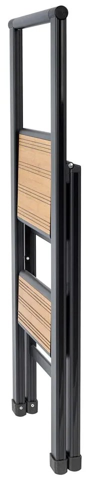 Čierny hliníkový protišmykový skladací rebrík Wenko Stepladder II.