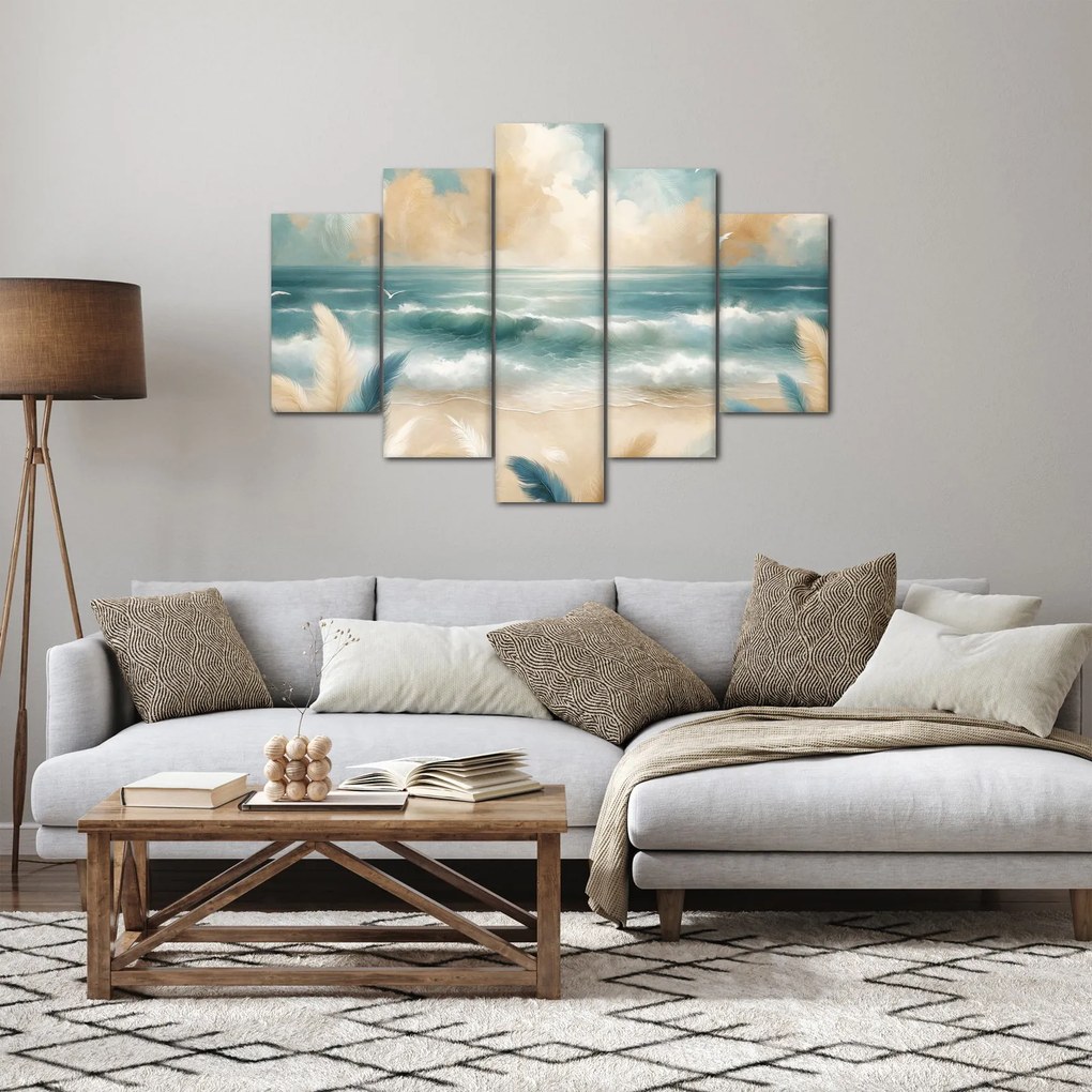 Obraz – Maľovaná pláž v jemných farbách (150x105 cm)