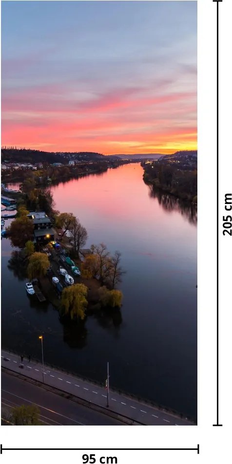 Fototapeta na dvere - Nočná Praha (95x205cm)