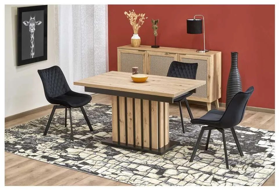 Jedálenský stôl Lamello 160 cm, dub artisan / čierna