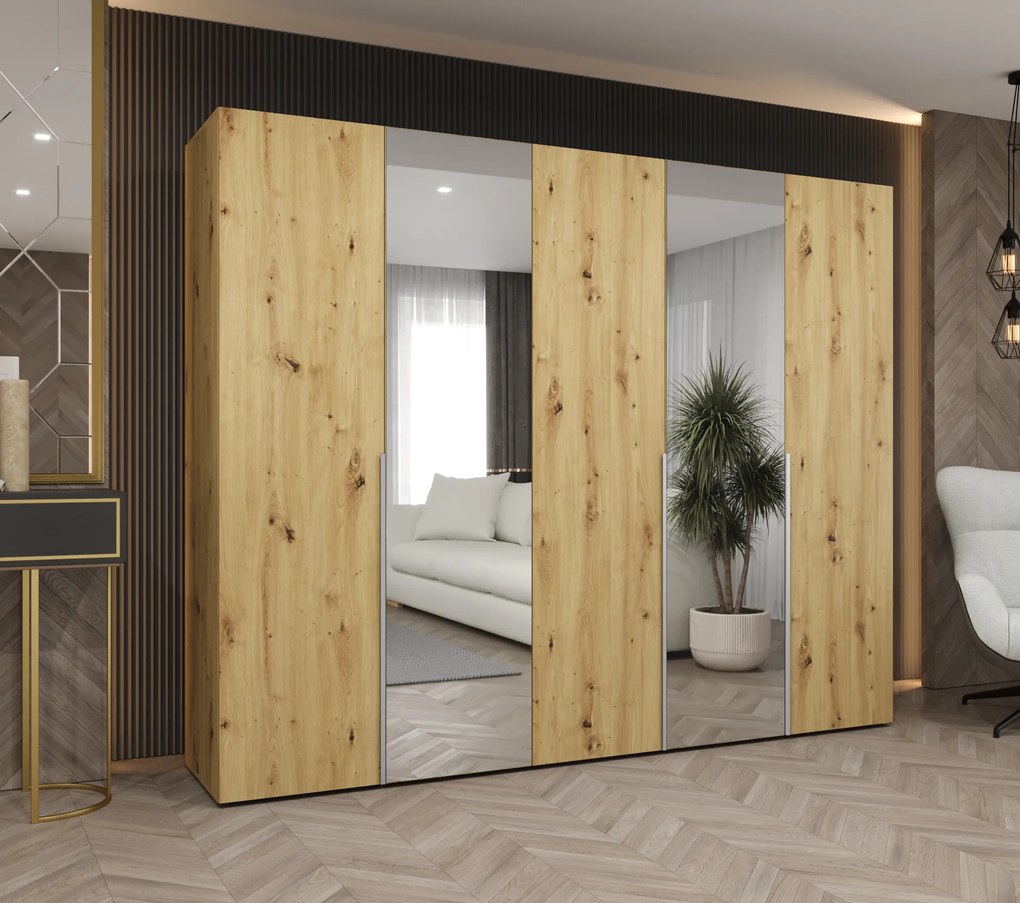 Šatníková skriňa 250 cm Alice 2 (dub artisan + kašmír). Akcia -20%. Vlastná spoľahlivá doprava až k Vám domov. 1126180
