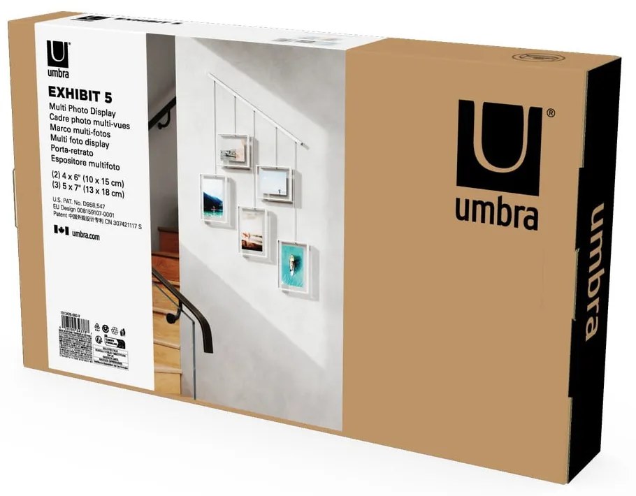 Biele kovové rámčeky na stenu v súprave 5 ks 79x43 cm Exhibit – Umbra