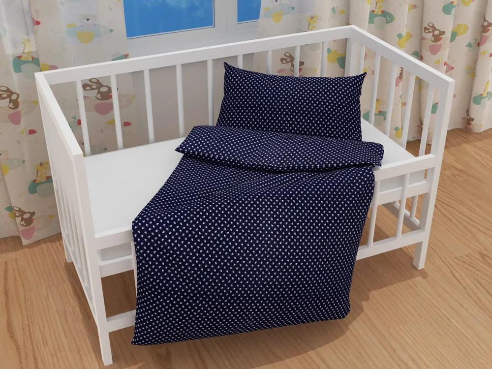 Biante Detské bavlnené posteľné obliečky do postieľky Sandra SA-353 Drobné kytičky na tmavo modrom Do postieľky 90x140 a 40x60 cm