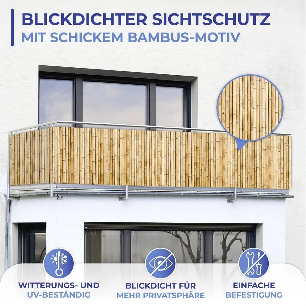 Svetlohnedá plastová balkónová zástena 500x85 cm – Maximex