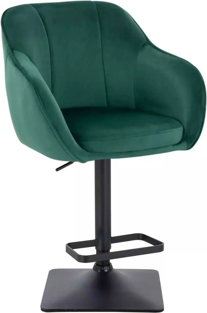 LuxuryForm DESIGN Barová stolička AVOLA VELUR na čiernej hranatej podstave - zelená