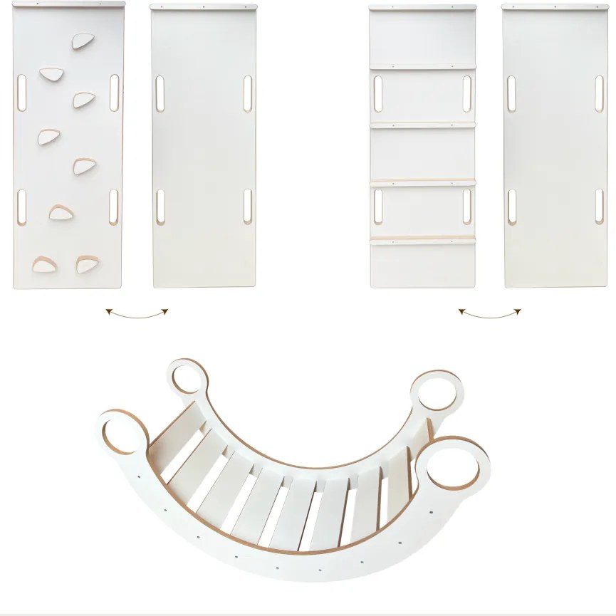 Lezecká súprava 3v1 veľká – hojdačka, šmykľavka a lezecká stena Šedá