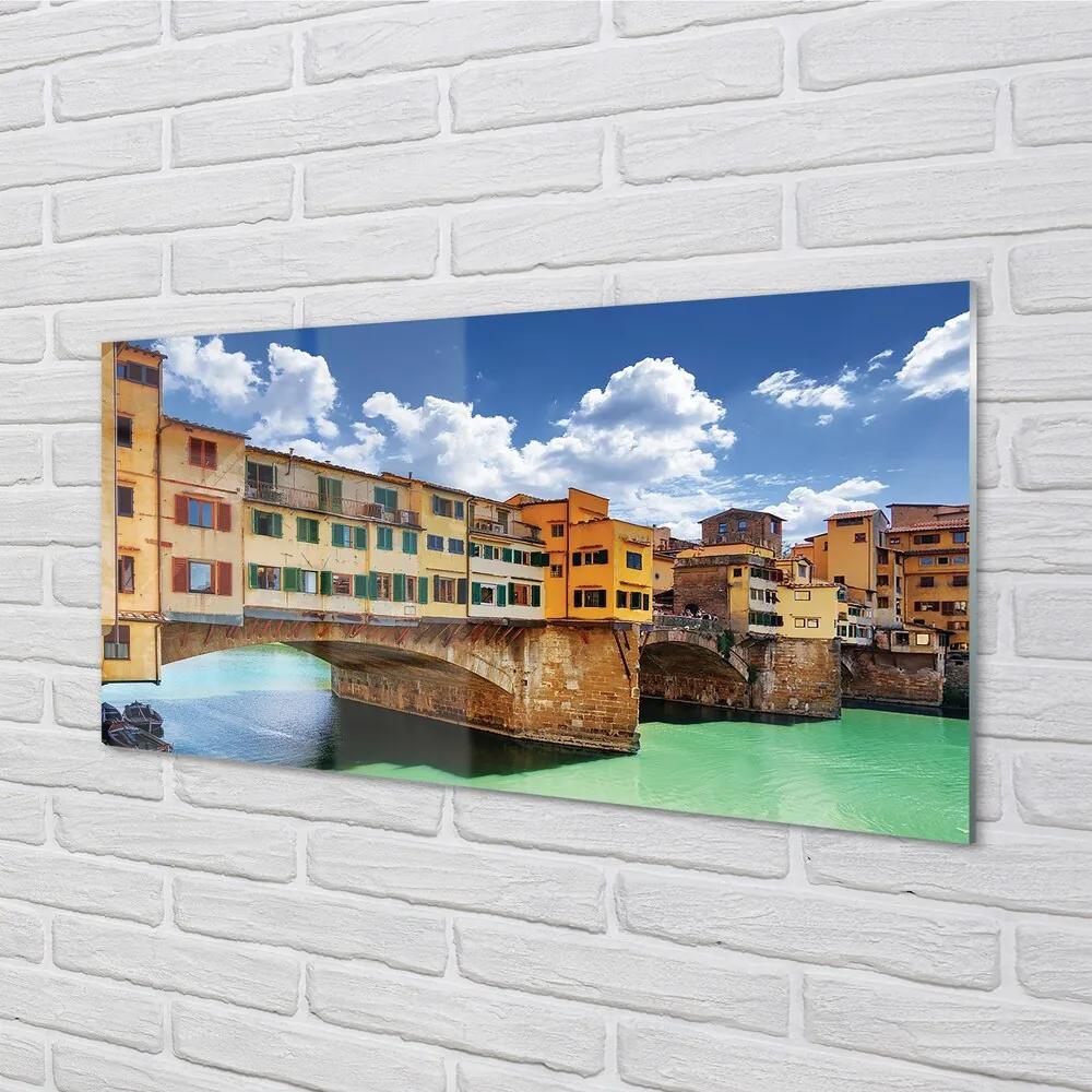 Sklenený obraz Italy River Mosty budovy 120x60 cm