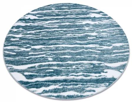 Moderný MEFE Vlny okrúhly koberec 8761 - Štrukturálny, dve vrstvy rúna krém / modrý Veľkosť: kruh 160 cm