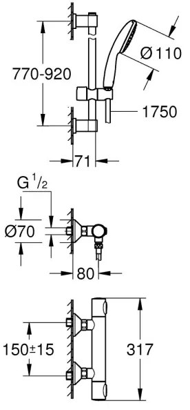 GROHE 34805001 - Termostatická sprchová batéria PRECISION FLOW DN 15 chróm
