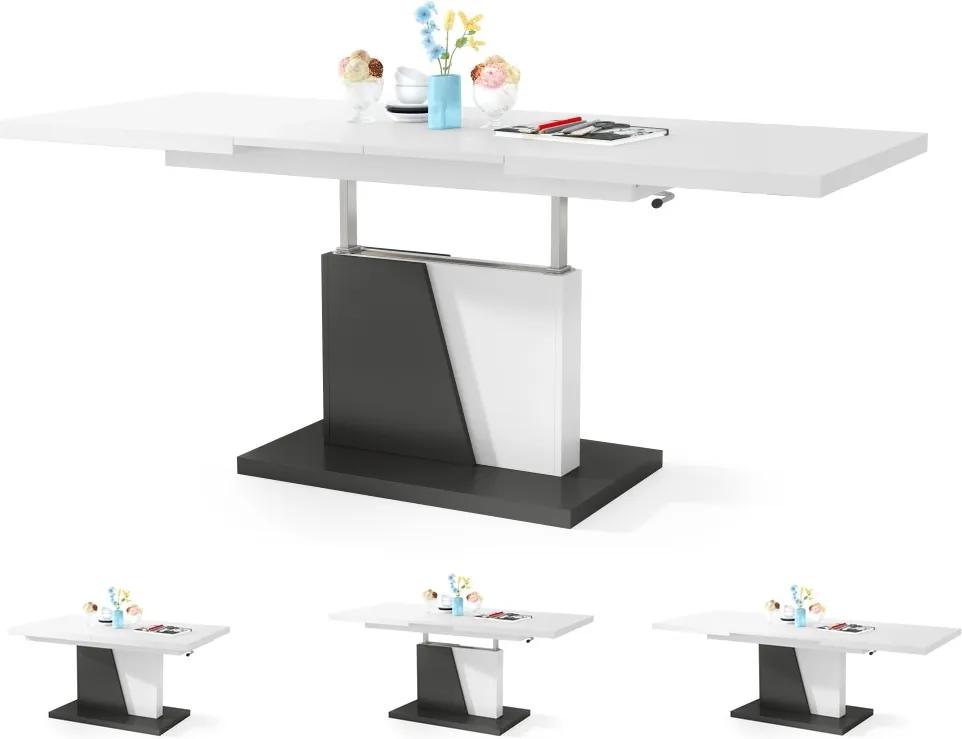 Mazzoni GRAND NOIR biely / antracit, rozkladací, konferenčný stôl, stolík