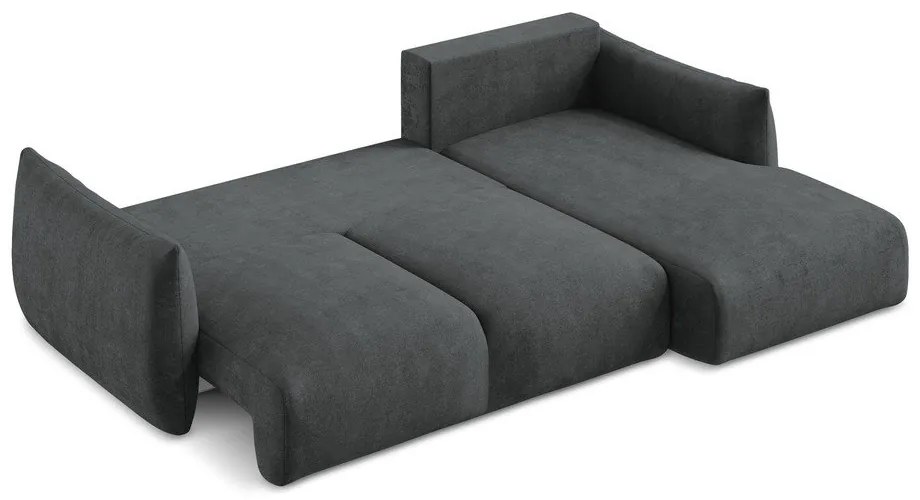 Tmavosivá ženilková rozkladacia rohová pohovka (pravý roh/s leňoškou) Leila – Makamii