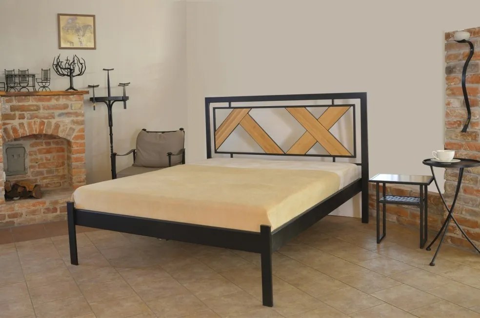 IRON-ART DOVER kanape - kovová posteľ v industriálnom štýle 160 x 200 cm, kov + drevo