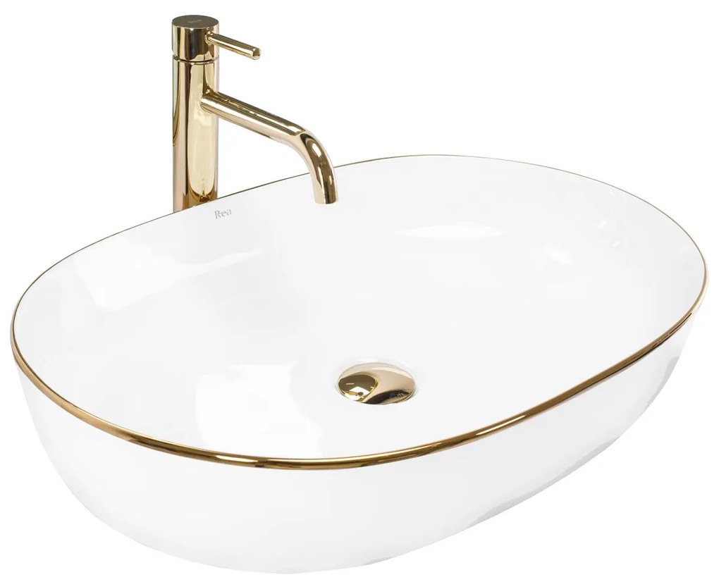 Keramické umývadlo na dosku REA CLEO White Gold Edge