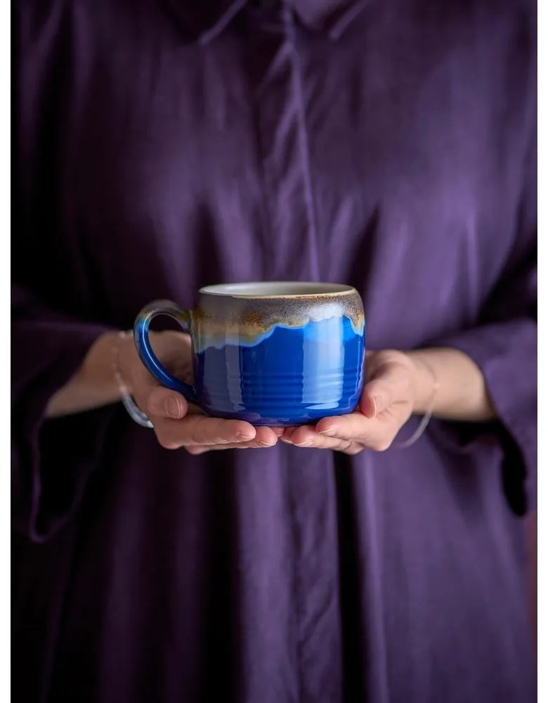 Modré/hnedé hrnčeky v súprave 4 ks z kameniny 400 ml Sheen – Bloomingville