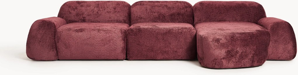 Modulárna rohová pohovka z plyšového buklé Wolke (4-miestna)